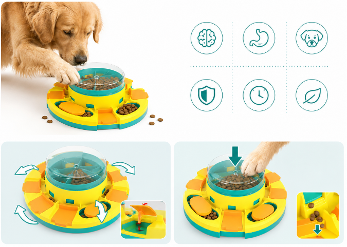 🎯 Juguete Puzle Interactivo 2 en 1 para Perros: Estimulación Mental y Comedero Antiansiedad Premium