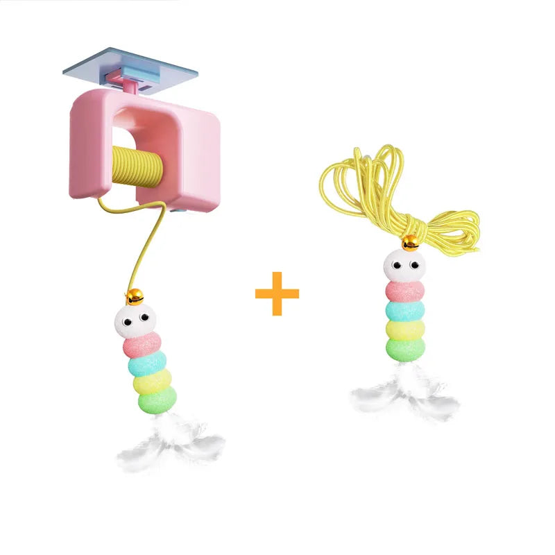 Oruga Mágica Eléctrica para Gatos con Oruga y Plumas – Juguete Interactivo para Gatos de Interior