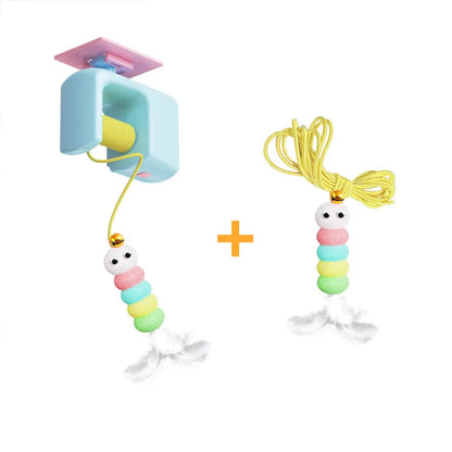 Oruga Mágica Eléctrica para Gatos con Oruga y Plumas – Juguete Interactivo para Gatos de Interior