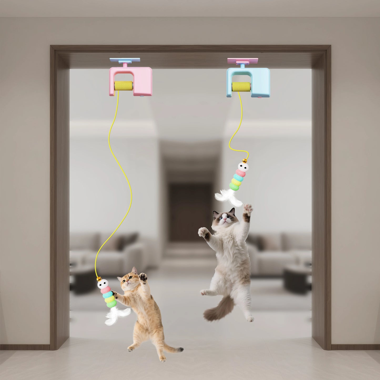 Oruga Mágica Eléctrica para Gatos con Oruga y Plumas – Juguete Interactivo para Gatos de Interior