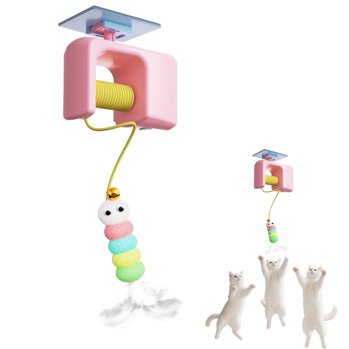 Oruga Mágica Eléctrica para Gatos con Oruga y Plumas – Juguete Interactivo para Gatos de Interior