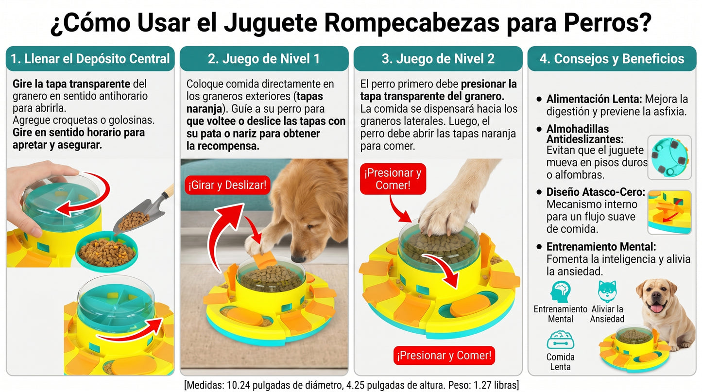 🎯 Juguete Puzle Interactivo 2 en 1 para Perros: Estimulación Mental y Comedero Antiansiedad Premium